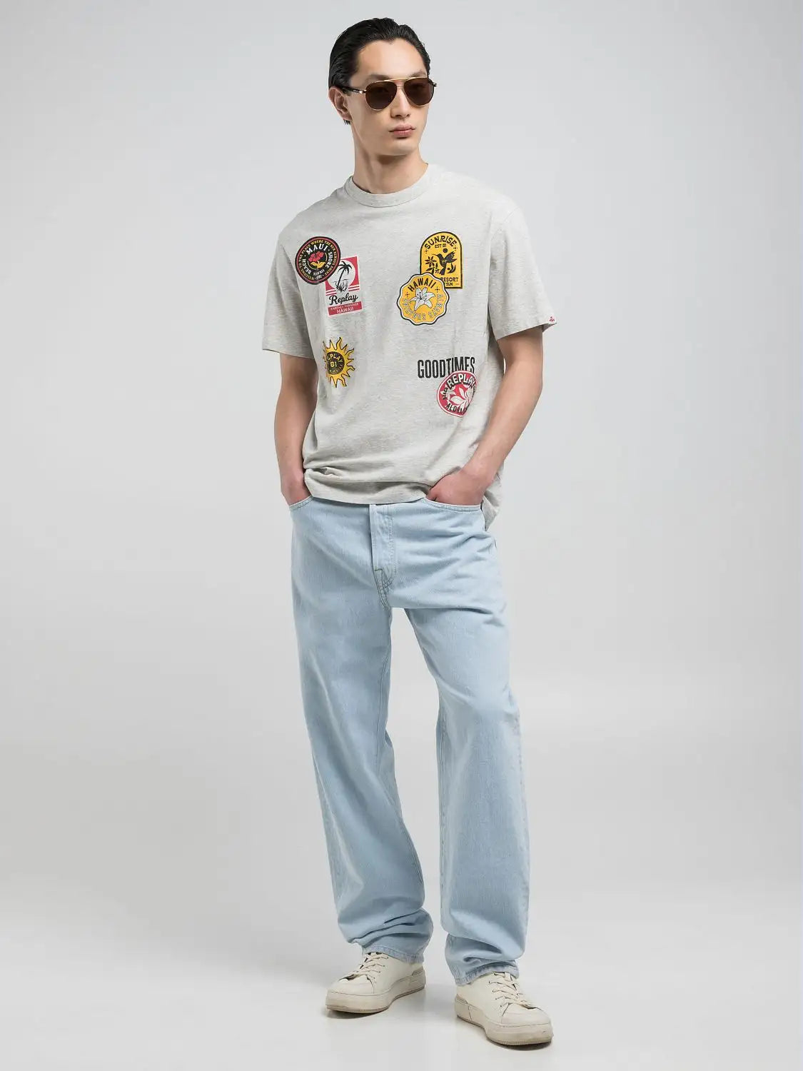 T-shirt REPLAY con stampa effetto patch