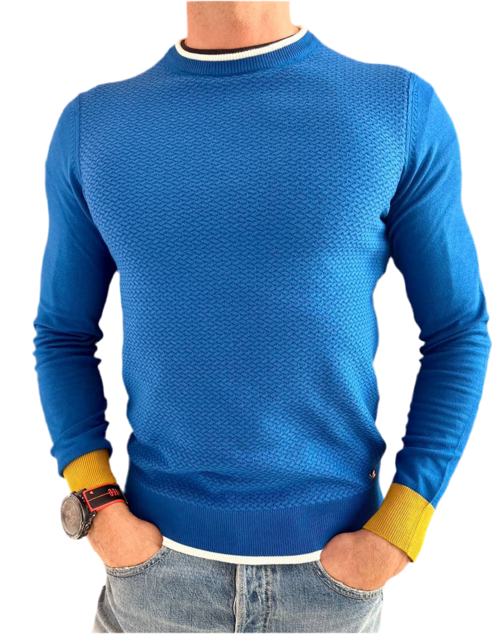 Maglia in viscosa bluette lavorata