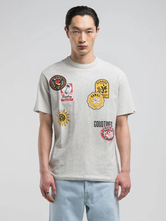 T-shirt REPLAY con stampa effetto patch