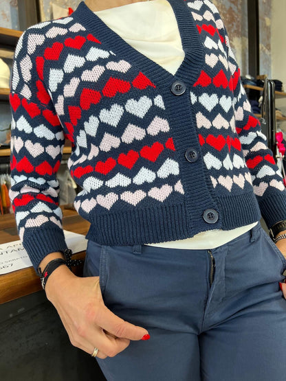 Cardigan LOKITA jacquard cuori
