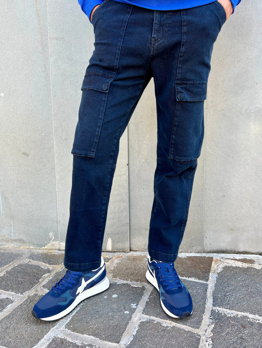 JEANS CARGO COL BLU