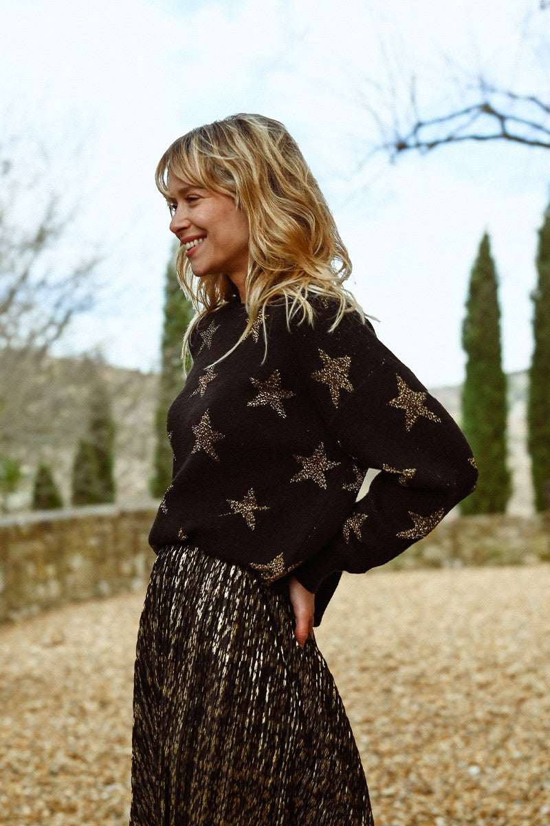 Maglione nero con stelle