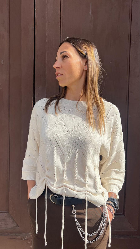 Maglia ricamo e frange HAVEONE MEV-Q012