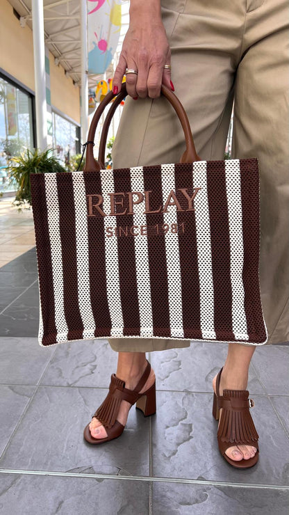 Borsa shopper a righe REPLAY FW3836