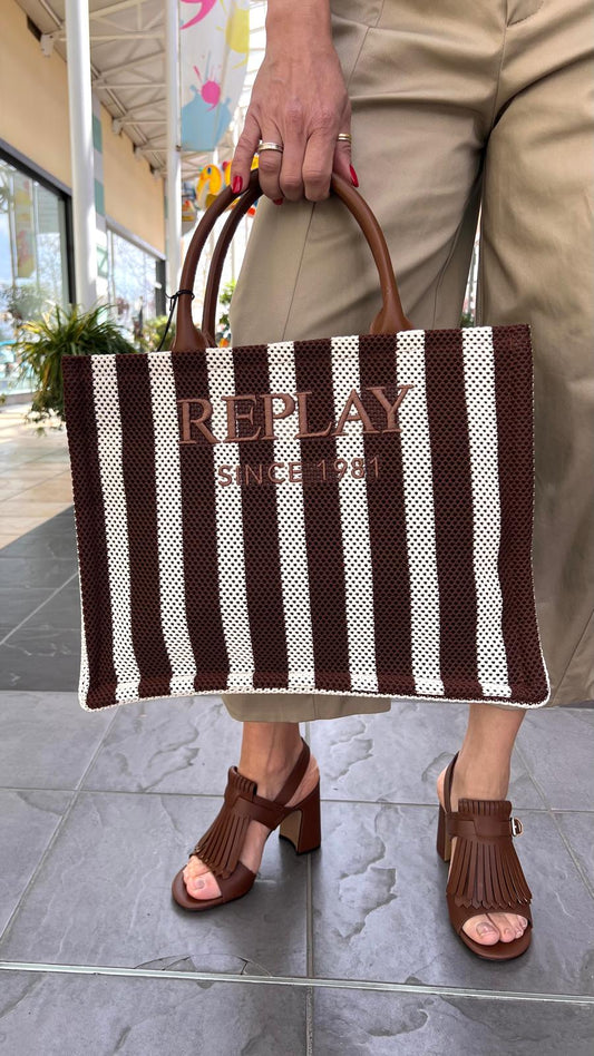 Borsa shopper a righe REPLAY FW3836