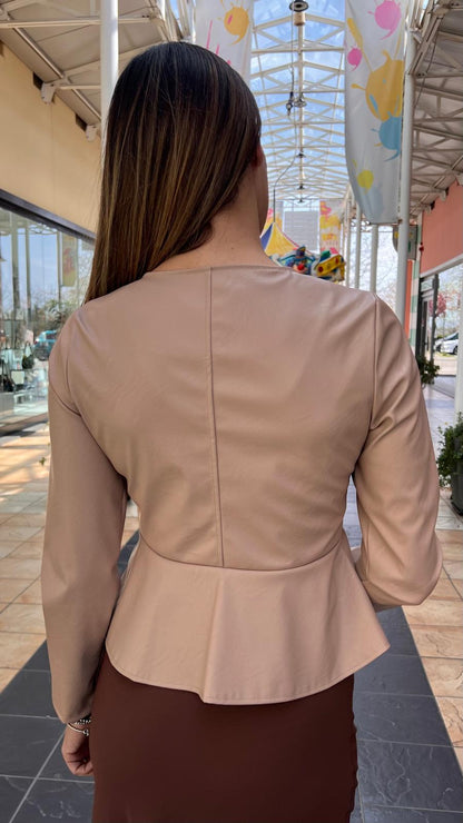Giacca ecopelle con rouches INDOMINA PEG1086