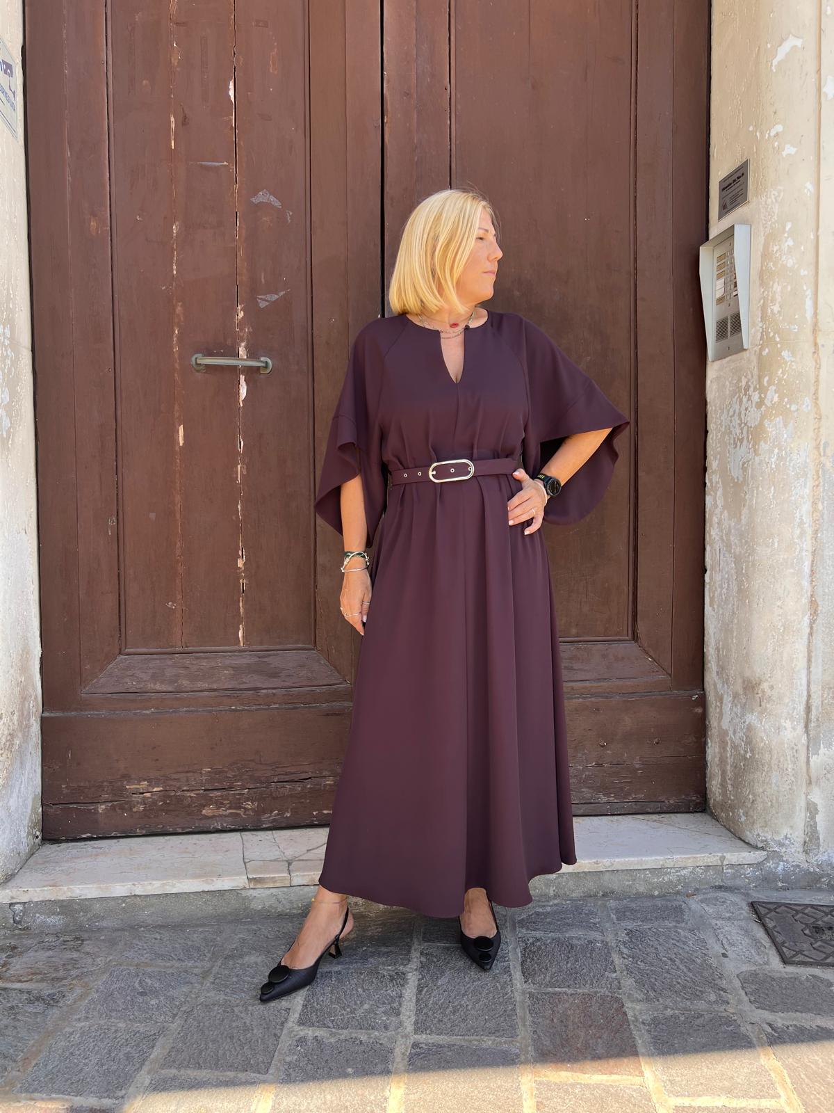 Abito lungo con cintura e maniche ampie AFFPMHXC IMPERIAL