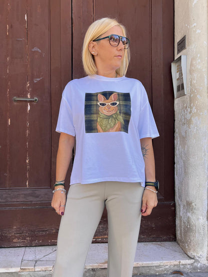 T-shirt stampa coniglio T70910429 PLEASE