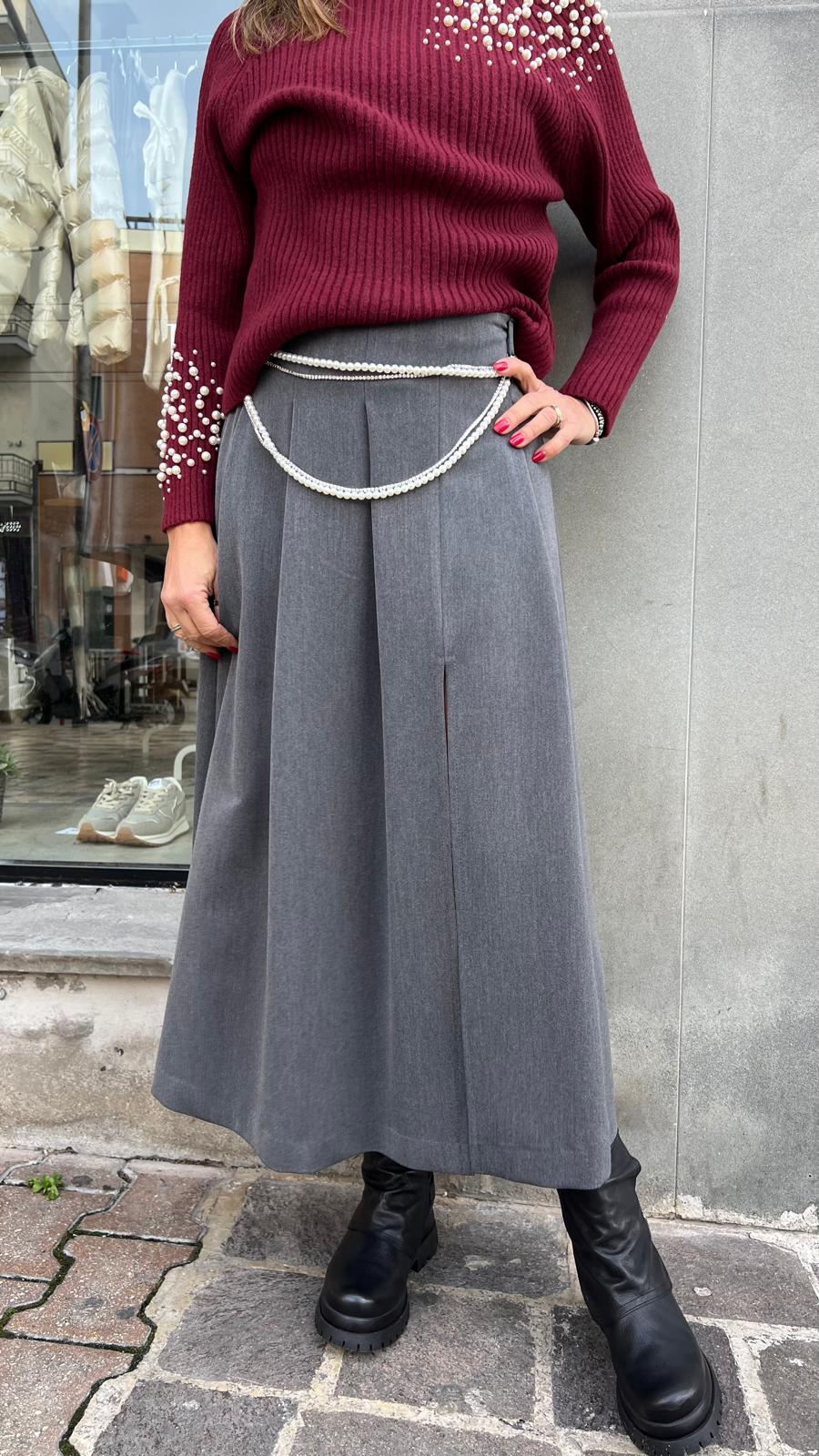 Gonna midi LOK440/GRIGIO