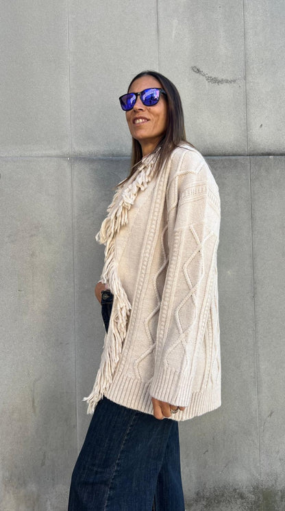 Cardigan con frange KONTATTO